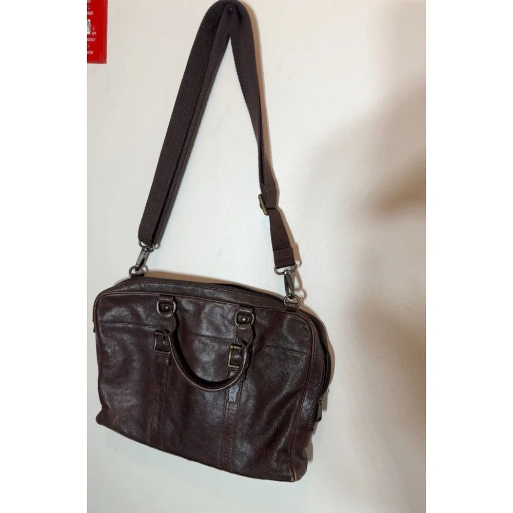 Men's Fossil Brown Leather Crossbody Laptop Document Bag